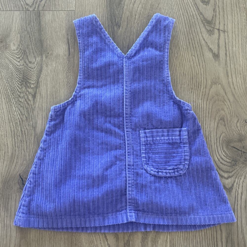 Vintage 3T Minnie Mouse Purple Corduroy Girls Romper Dress Flowers Pocket - Picture 9 of 15